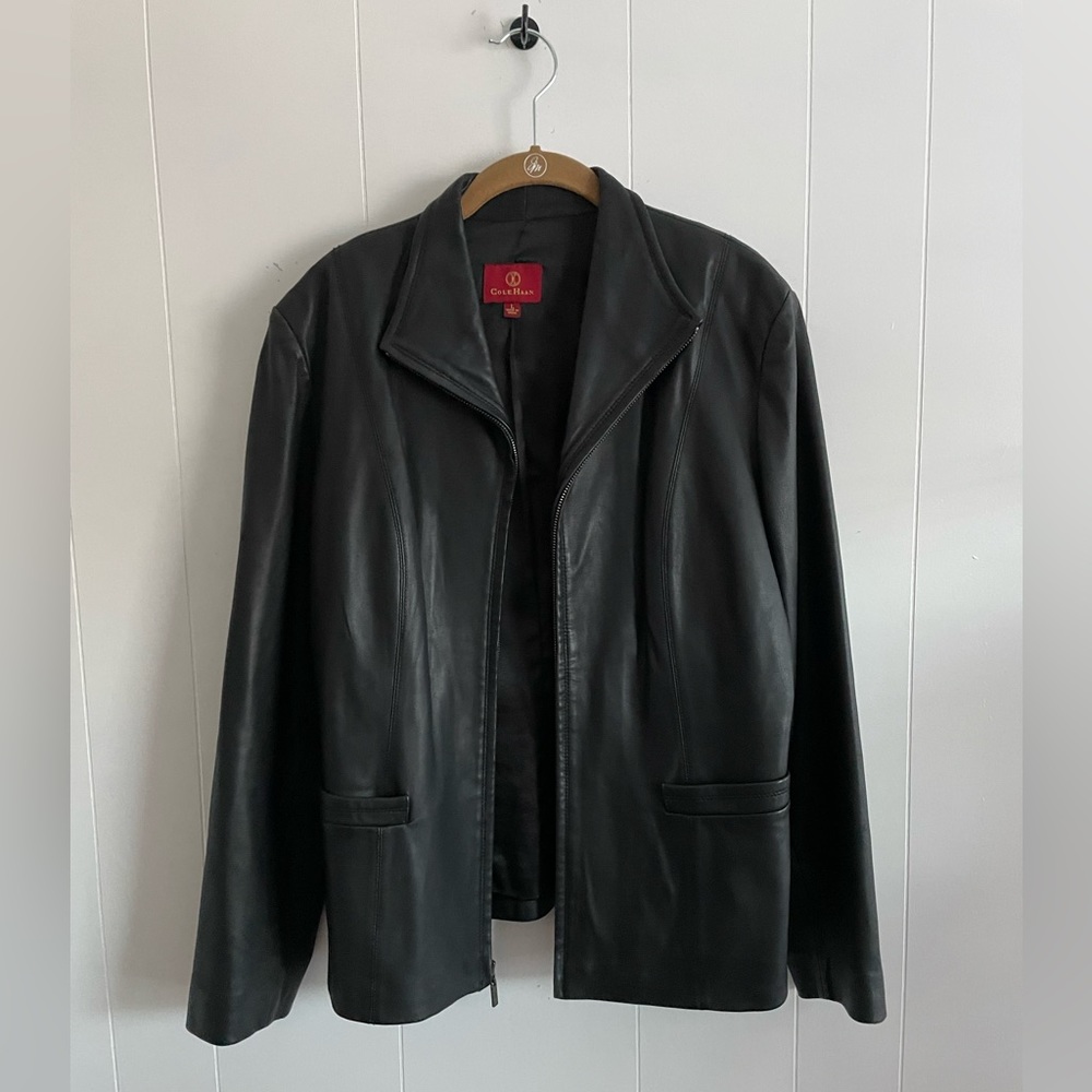Black Lambskin Wing Collar Leather Jacket